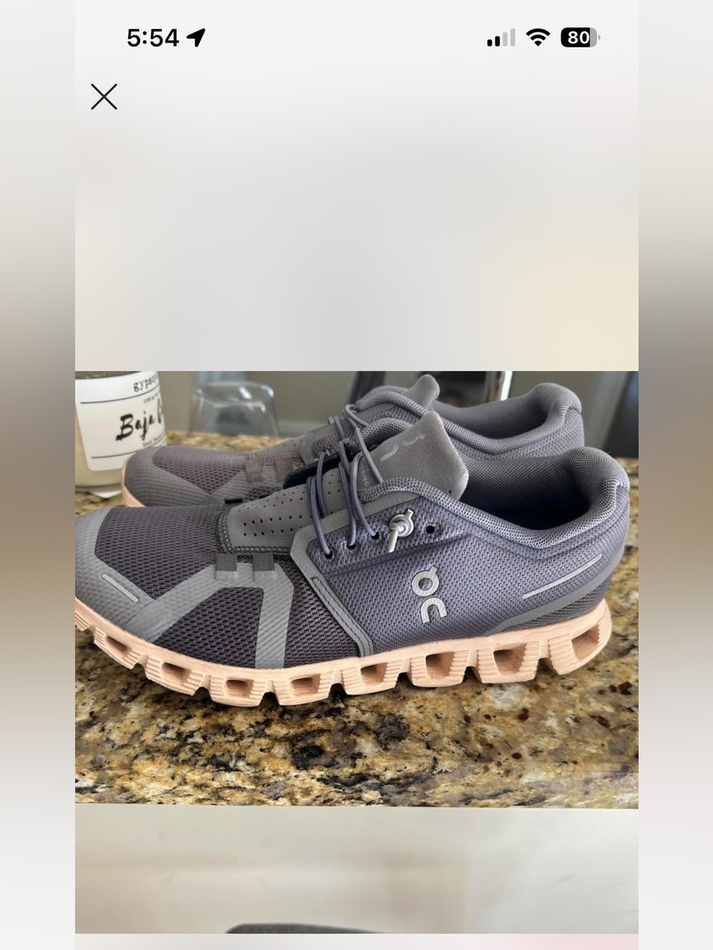 On Running Gray Trainers with Light Pink Logo Accent